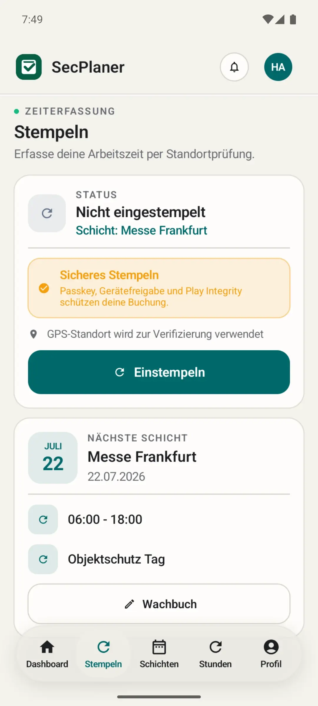 Sichere mobile Zeiterfassung in der SecPlaner Android-App
